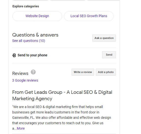google my business questions and answers 
